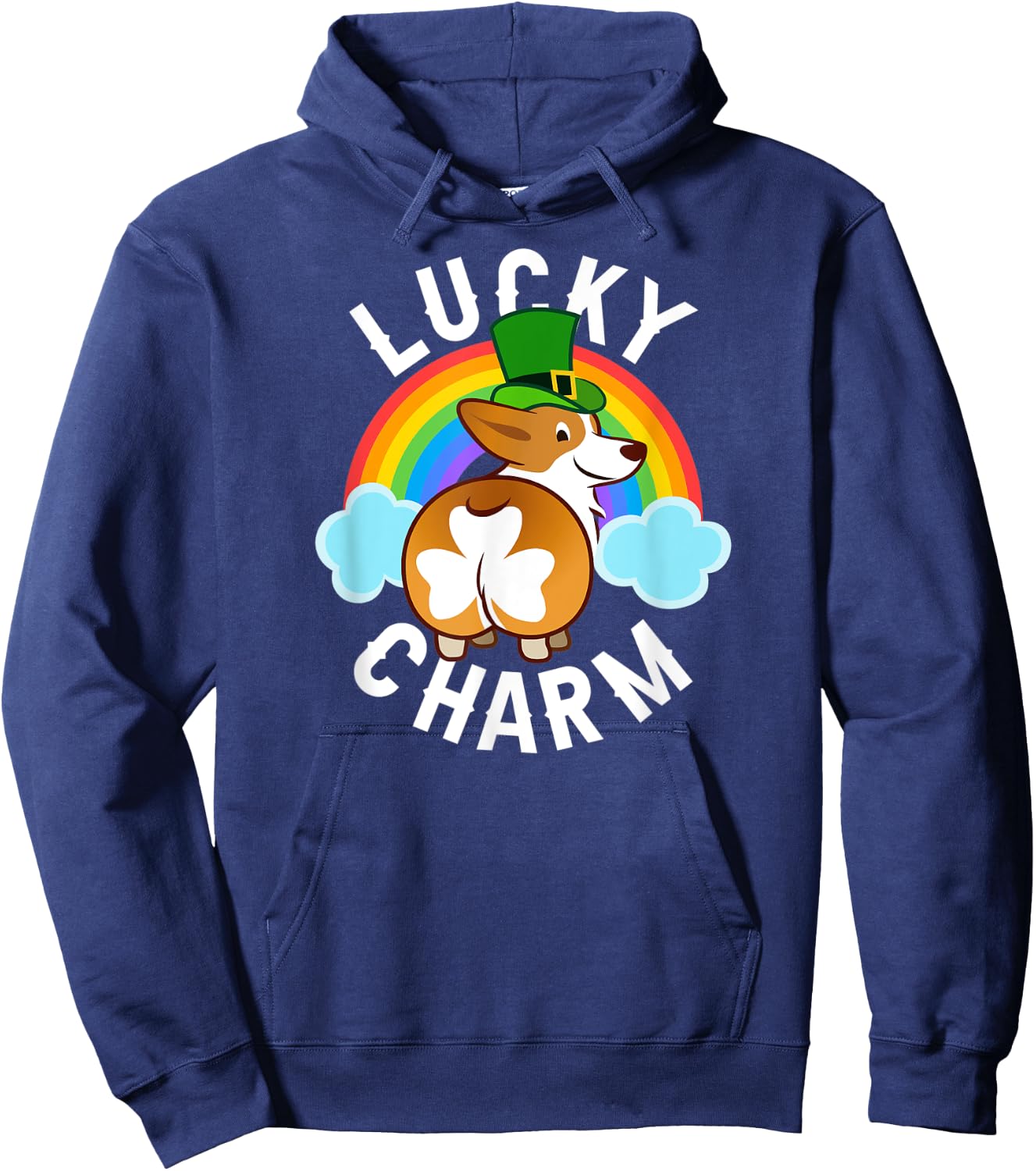 Corgi Leprechaun - Lucky Charm - St. Patricks Day Hoodie - Hoodie | Navy