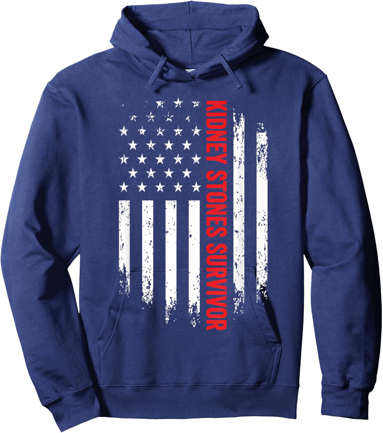 Kidney Stones Survivor American Flag Recovery Get Well Gift Hoodie - Hoodie | Navy