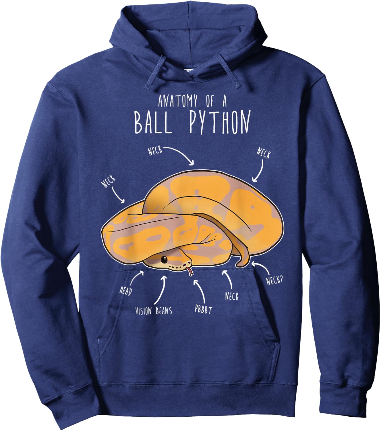 Anatomy of a Banana Ball Python, Funny Reptile Snake Lover Hoodie - Hoodie | Navy