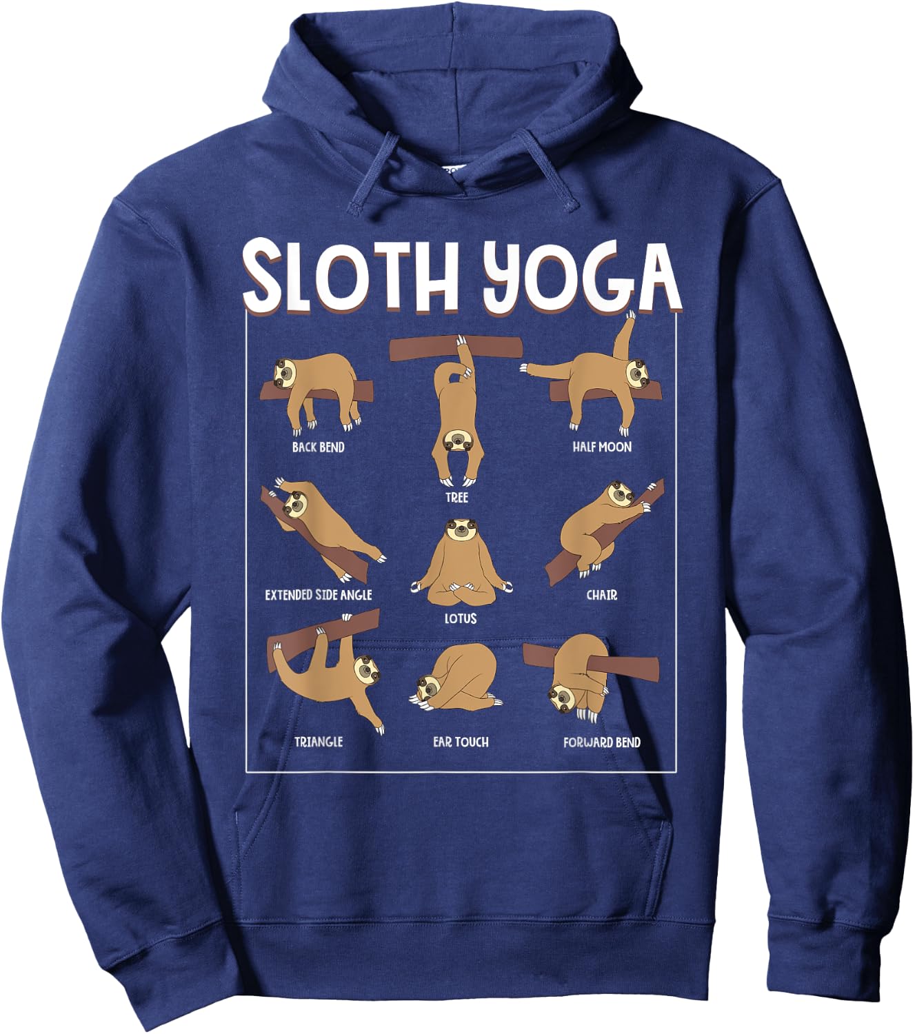 Funny Sloth Yoga Gift Slow Animal Exercise Lovers Men Women Hoodie - Hoodie | Navy