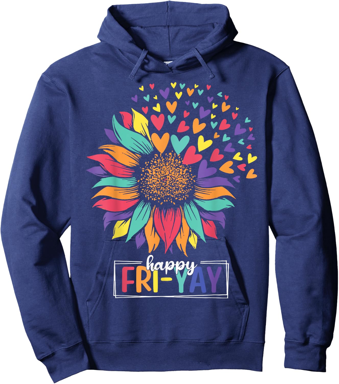 Sunflower Happy Fri-Yay Teacher Friday Hoodie - Hoodie | Navy