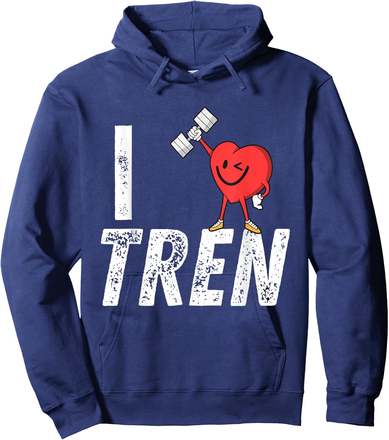 I Love Tren Gifts for Bodybuilders Men I Heart Tren Workout Hoodie - Hoodie | Navy
