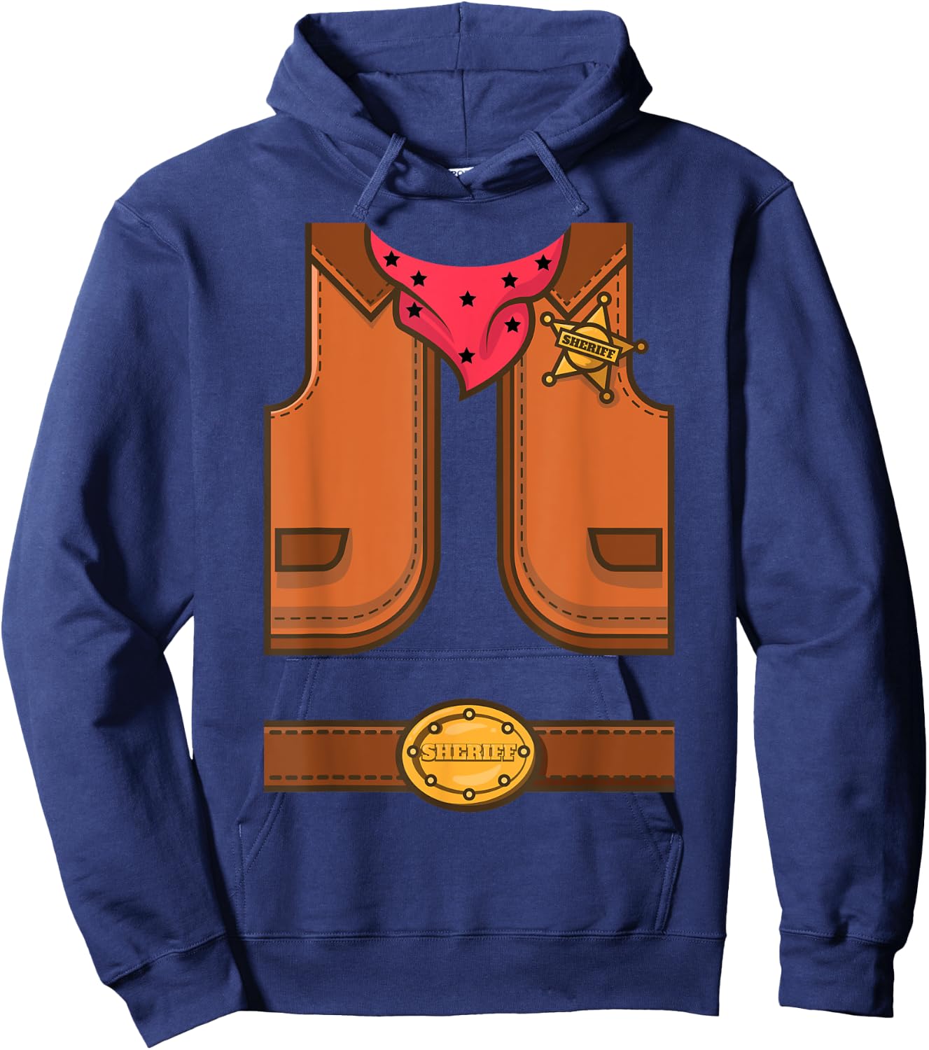 Funny Western Sheriff Halloween Cowboy Vest Simple Costume Hoodie - Hoodie | Navy