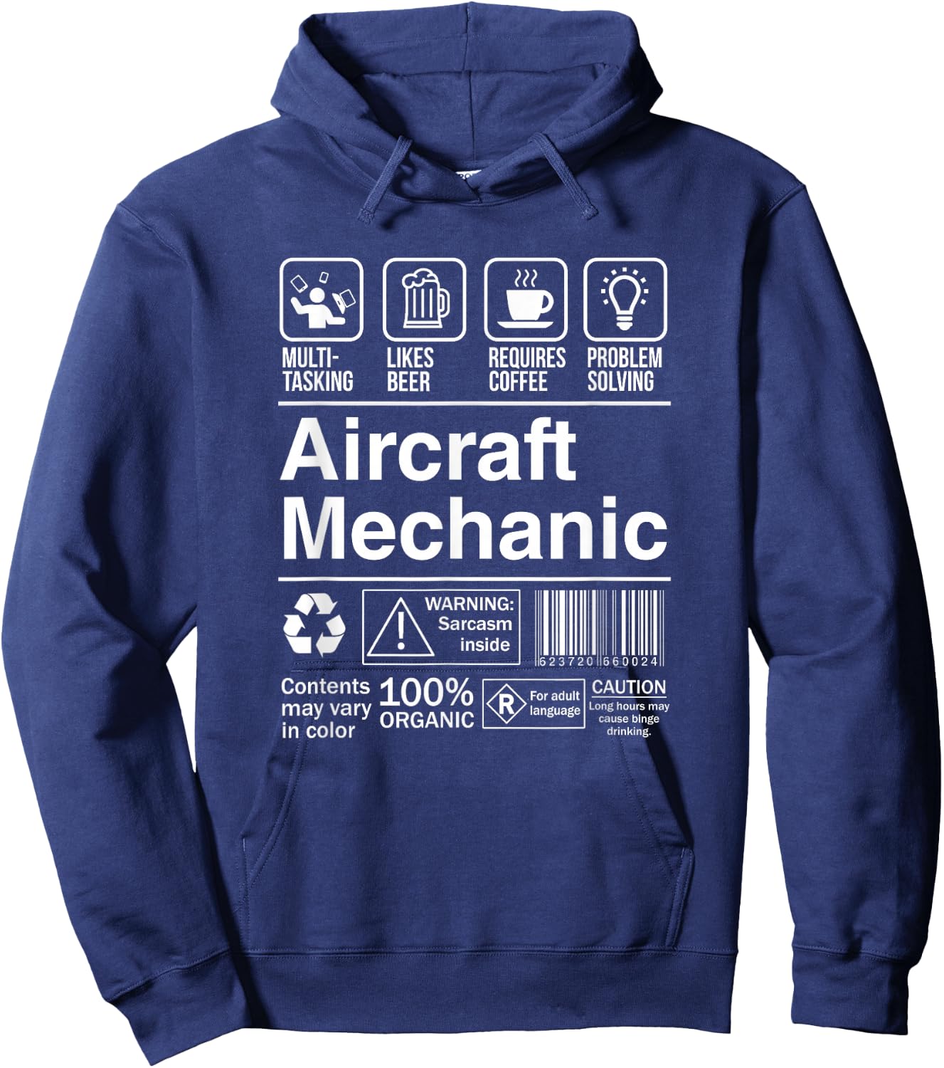 Aircraft Mechanic Product Label Funny Gift Hoodie - Hoodie | Navy