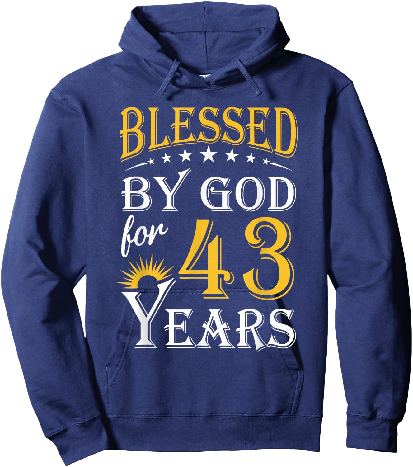 Vintage Blessed by God for 43 years Happy 43rd Birthday Hoodie - Hoodie | Navy