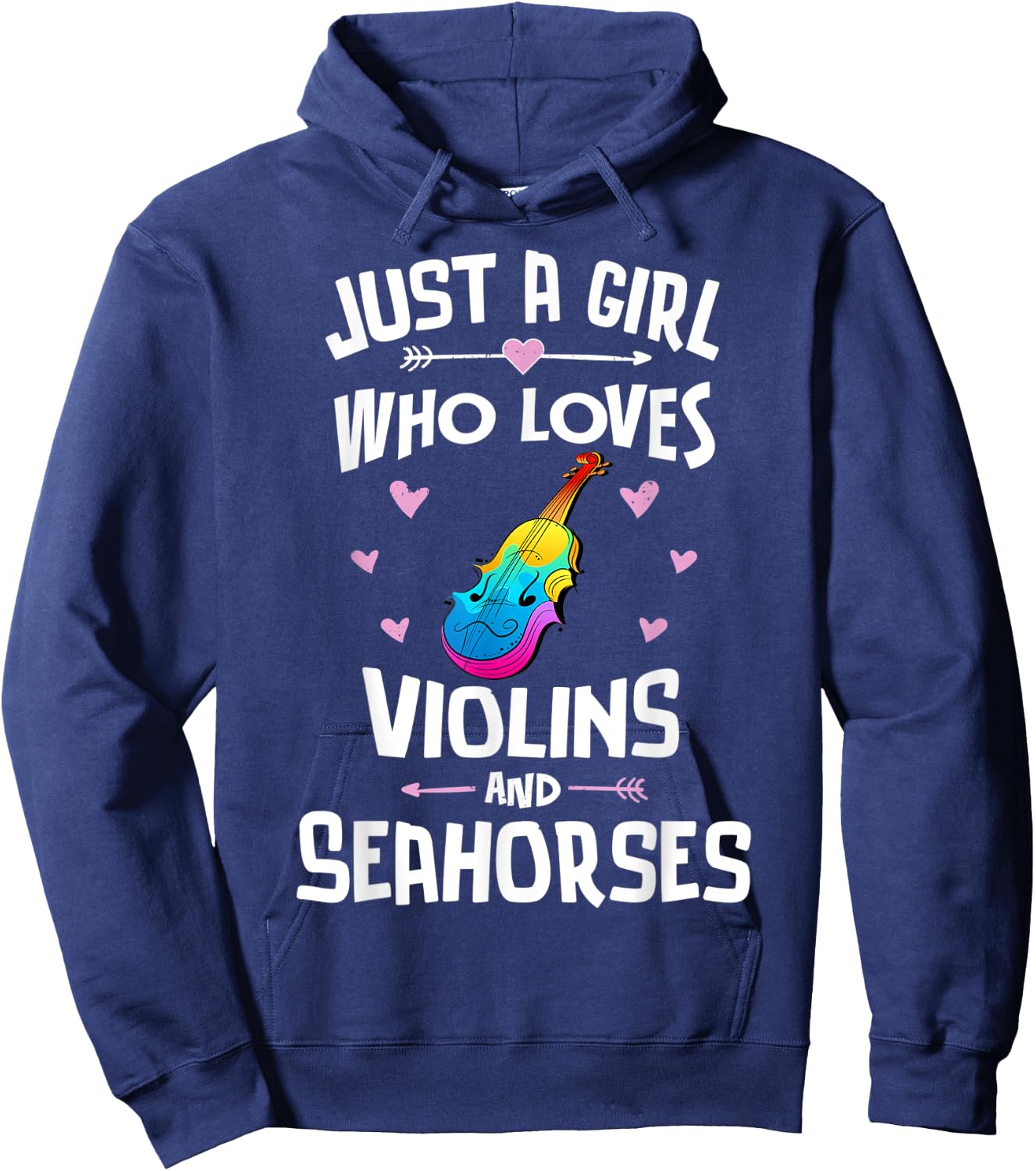 Violins And Seahorses Gifts for Girls Women Hoodie - Hoodie | Navy
