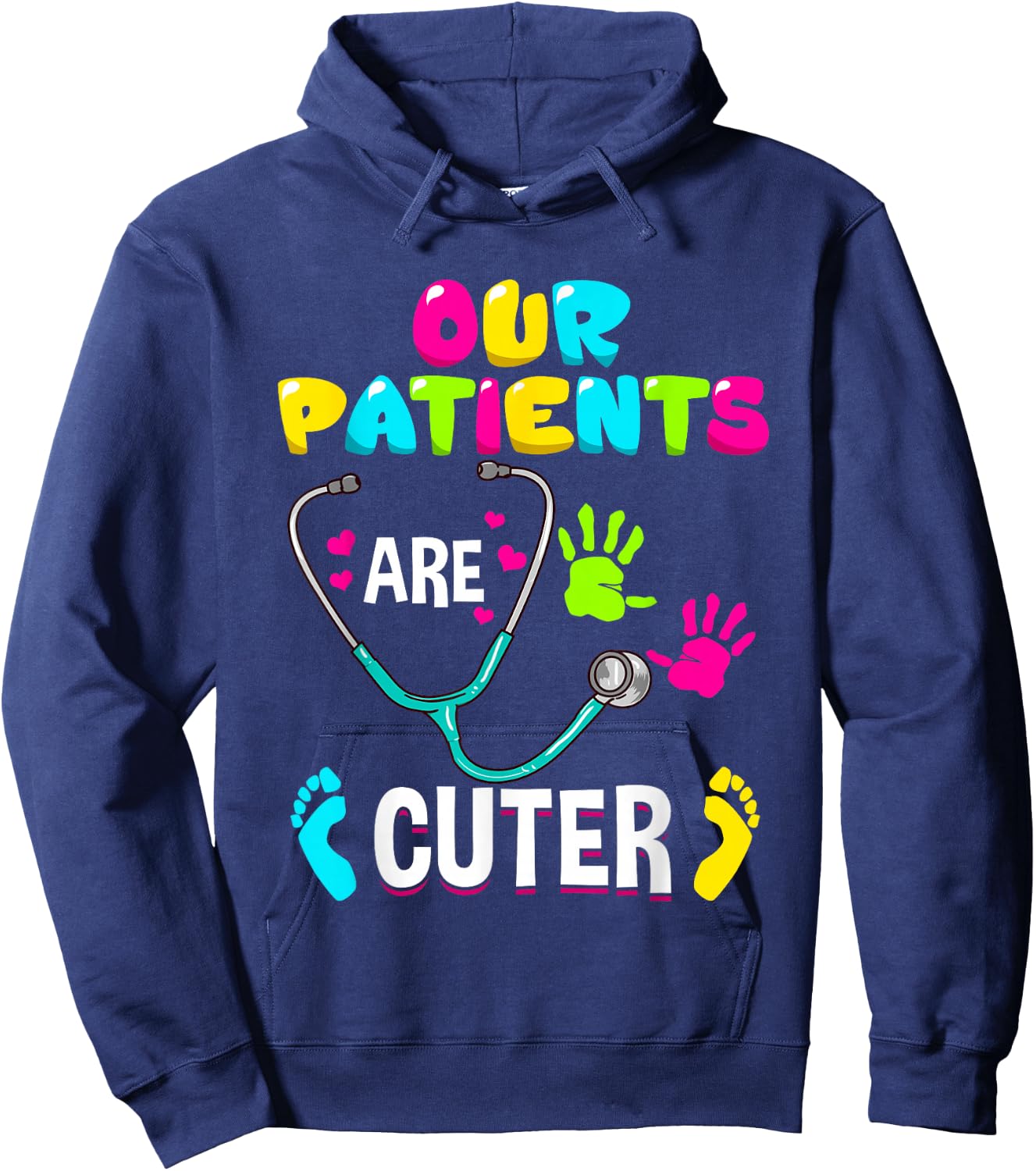 Funny Pediatric Nurse Hospital Staff Nursing Gift Hoodie - Hoodie | Navy