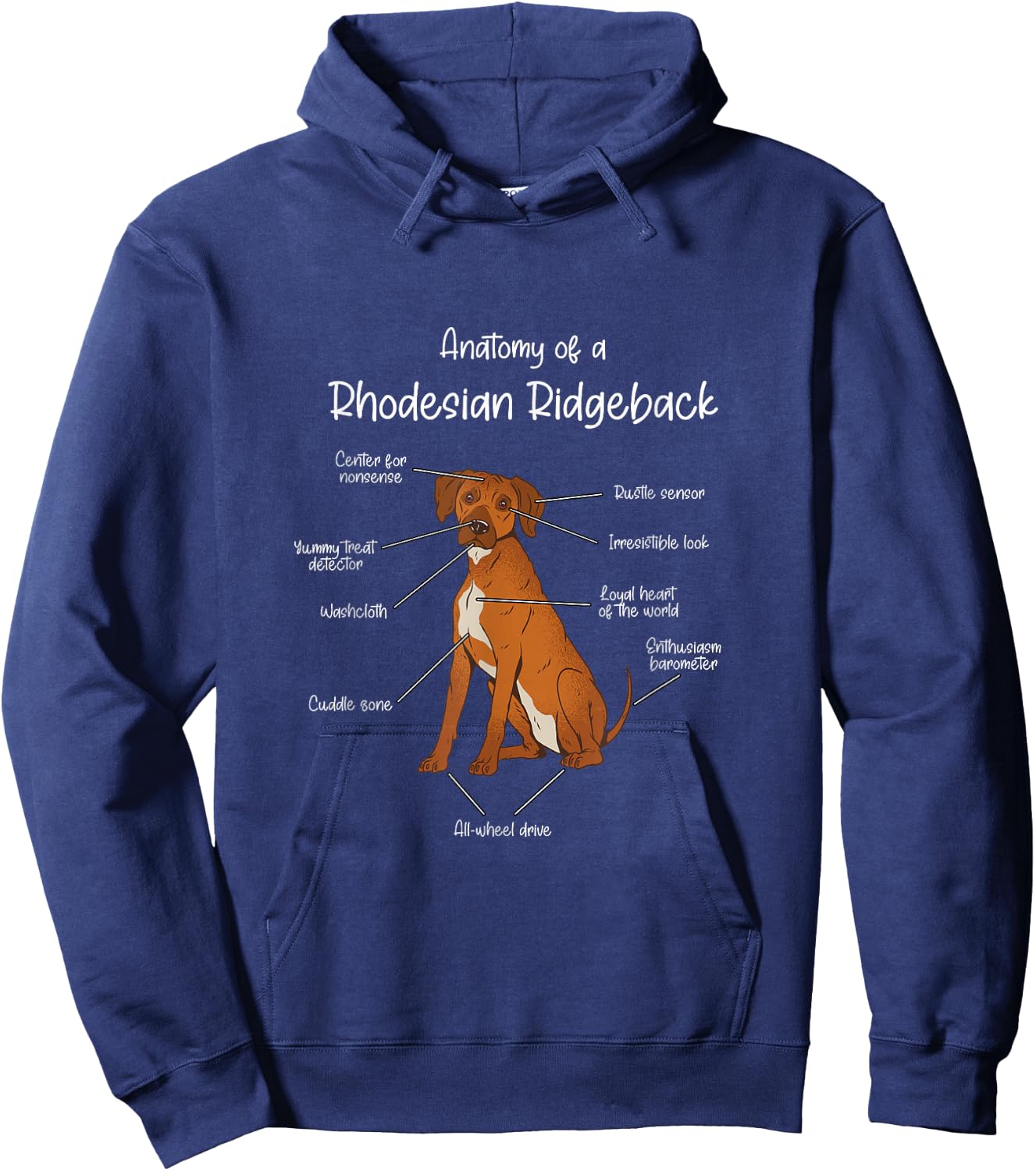 Anatomy of a Rhodesian Ridgeback | Dog Rhodesian Ridgeback Hoodie - Hoodie | Navy