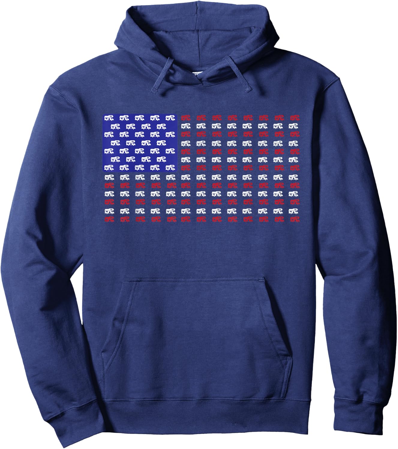 Vintage RV American Flag | USA Motorhome Owner Gift Hoodie - Hoodie | Navy