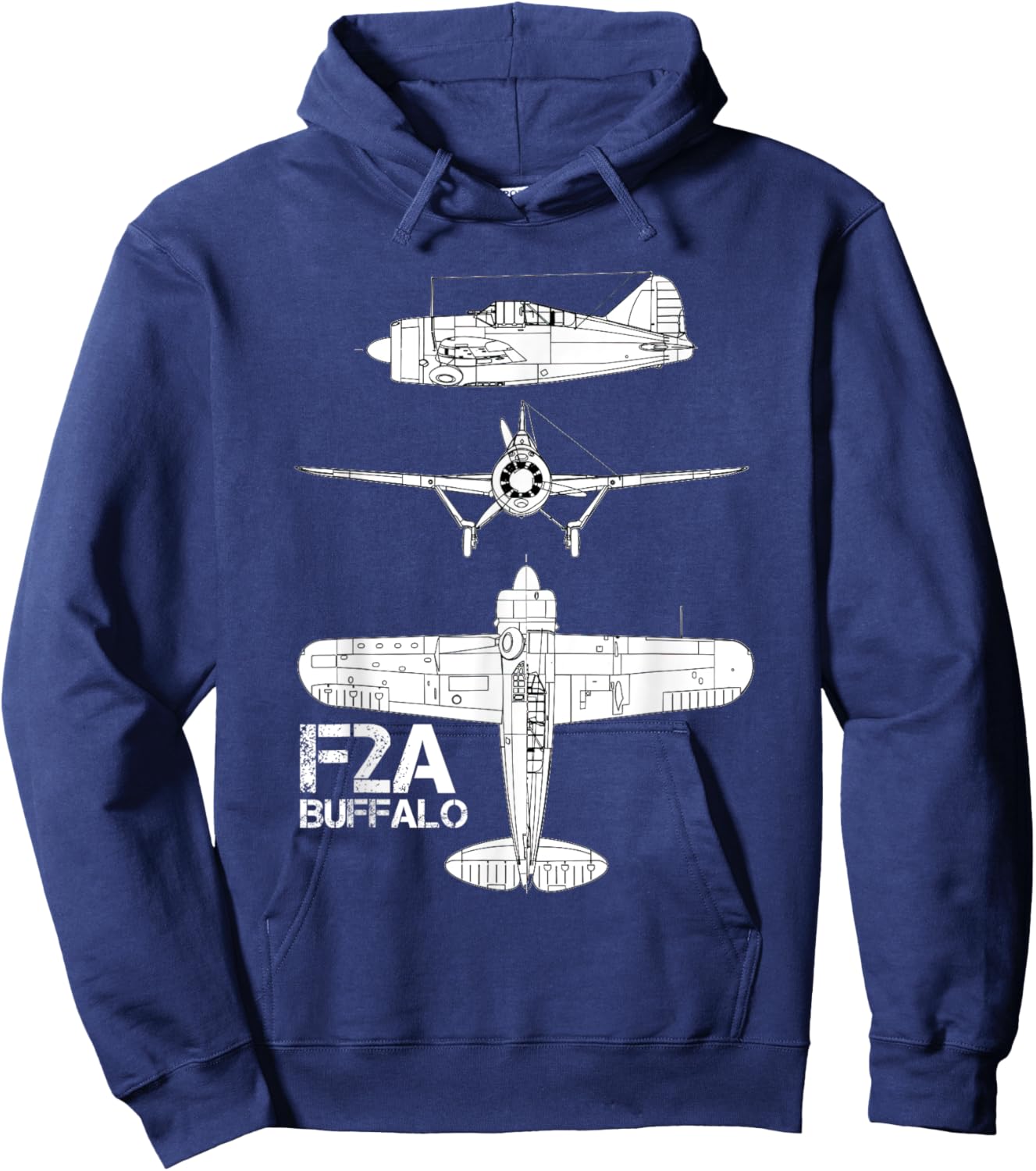 Brewster F2A Buffalo Fighter Aircraft WW2 Airplane Hoodie - Hoodie | Navy