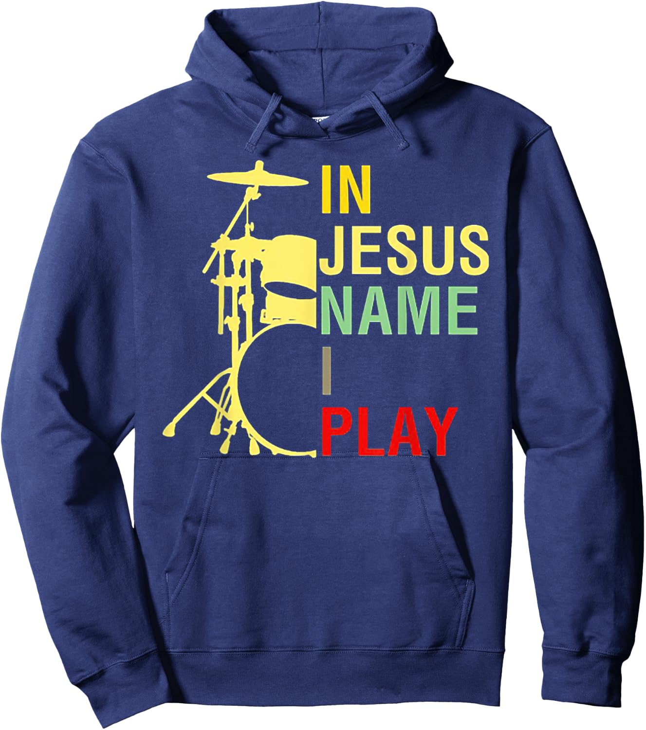 In Jesus Name I Play Vintage Drum Hoodie - Hoodie | Navy