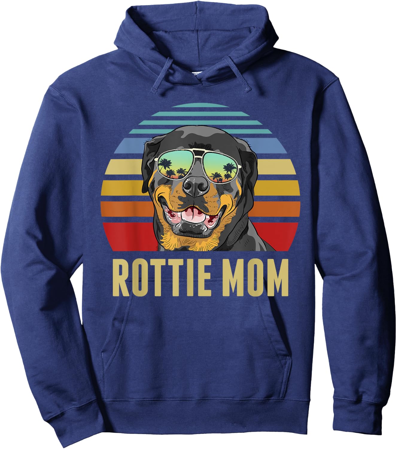 Rottie Mom Rottweiler Dog Vintage Retro Sunset Beach Vibe Hoodie - Hoodie | Navy
