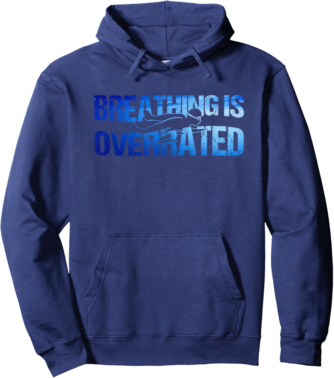 Breathing Is Overrated Swim Swimmer Hoodie - Hoodie | Navy