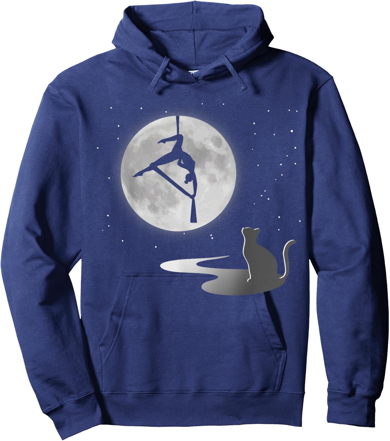 Fly Aerial Yoga Hammock Silks, Stars Moon Cat Lover, Novelty Hoodie - Hoodie | Navy