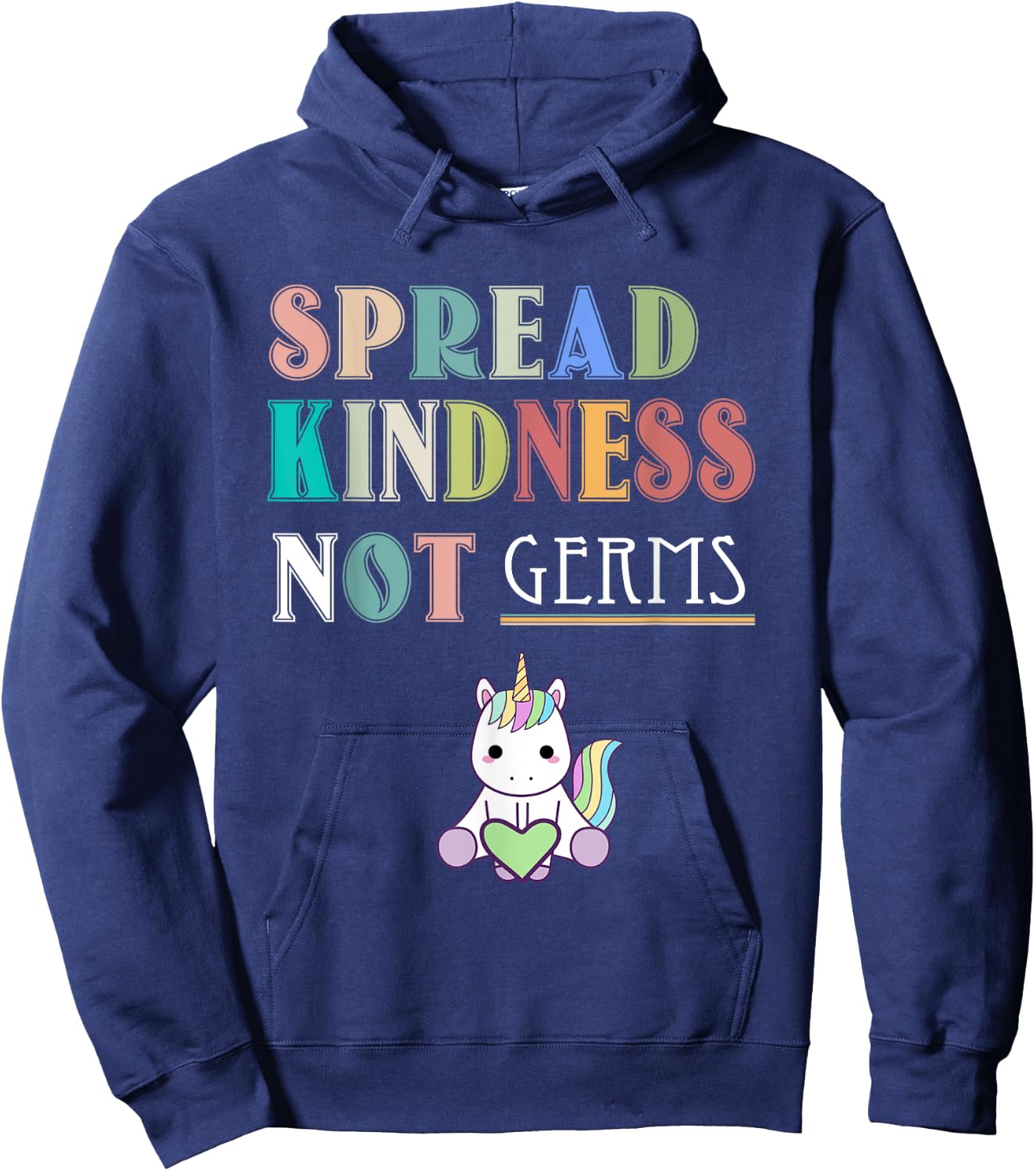 Spread Kindness Not Germs Essential Unicorn Cat Lover Funny Hoodie - Hoodie | Navy