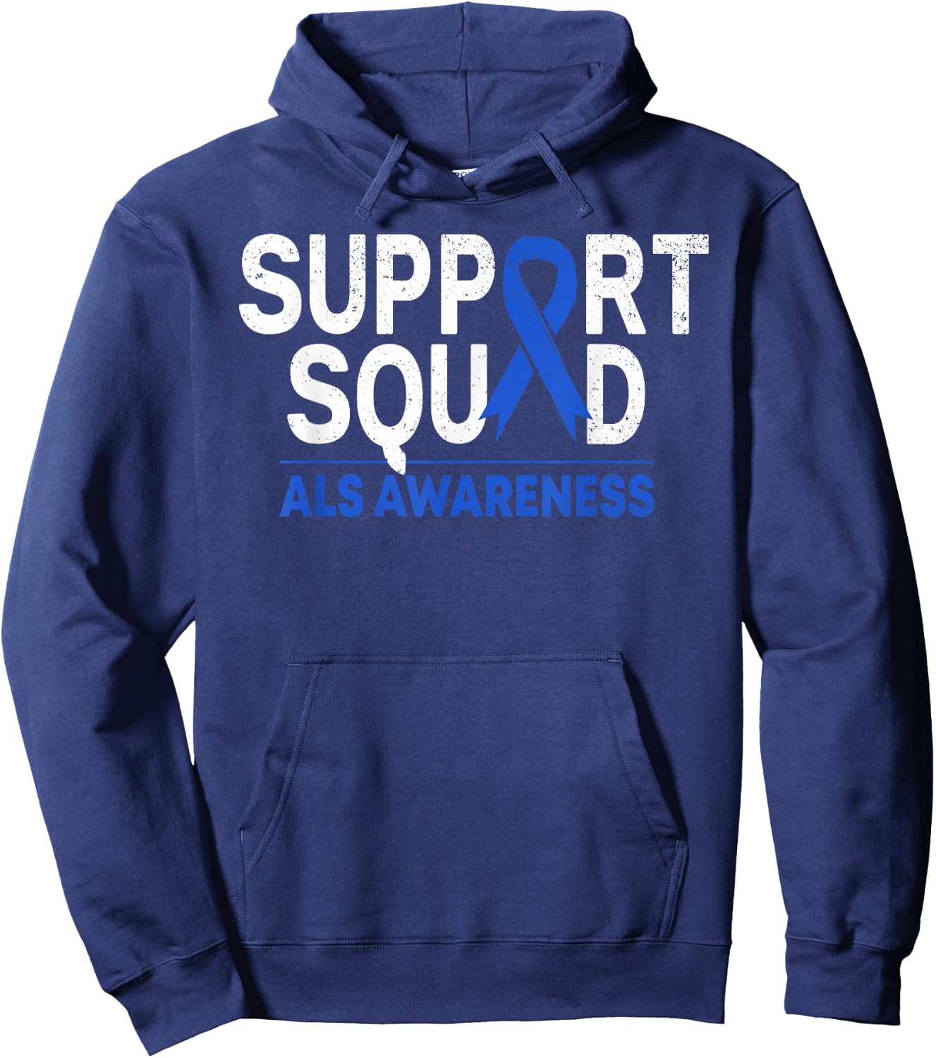 Support Squad ALS Awareness Month Blue Ribbon Support Team Hoodie - Hoodie | Navy