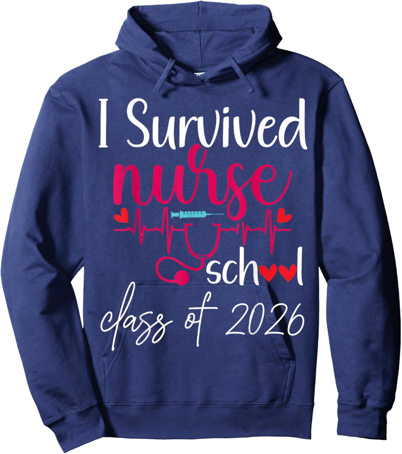 I Survived Nursing School 2026 RN ER Nurse Graduation Hoodie - Hoodie | Navy