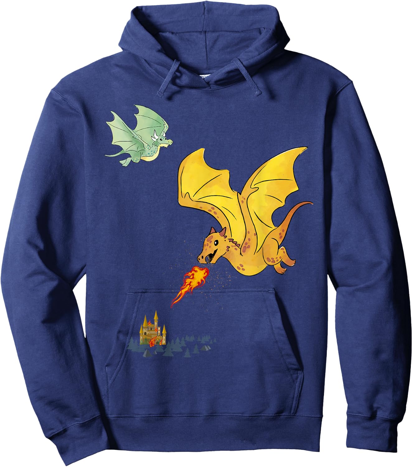 Flying Dragons & Flames Lizard Wyverns Hoodie - Hoodie | Navy