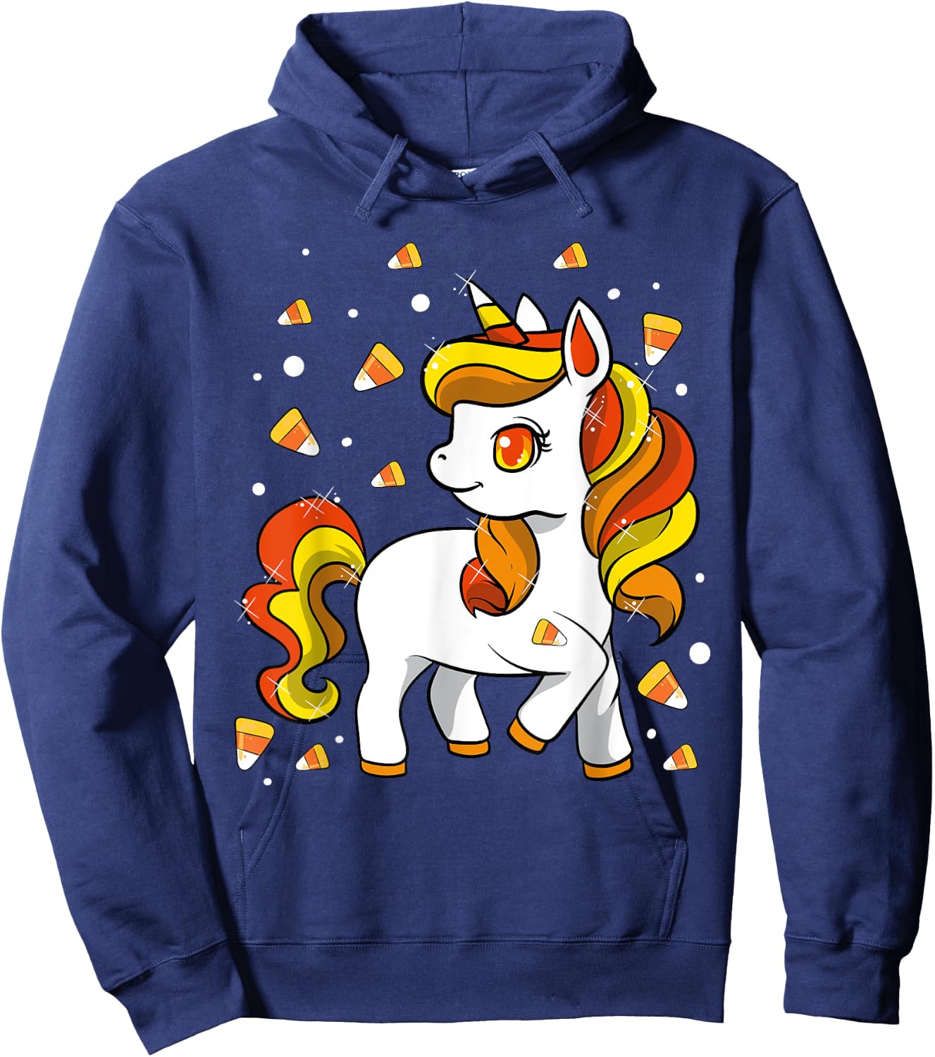 Kids Unicorn Candy Corn Shirt Girls Halloween Hoodie - Hoodie | Navy