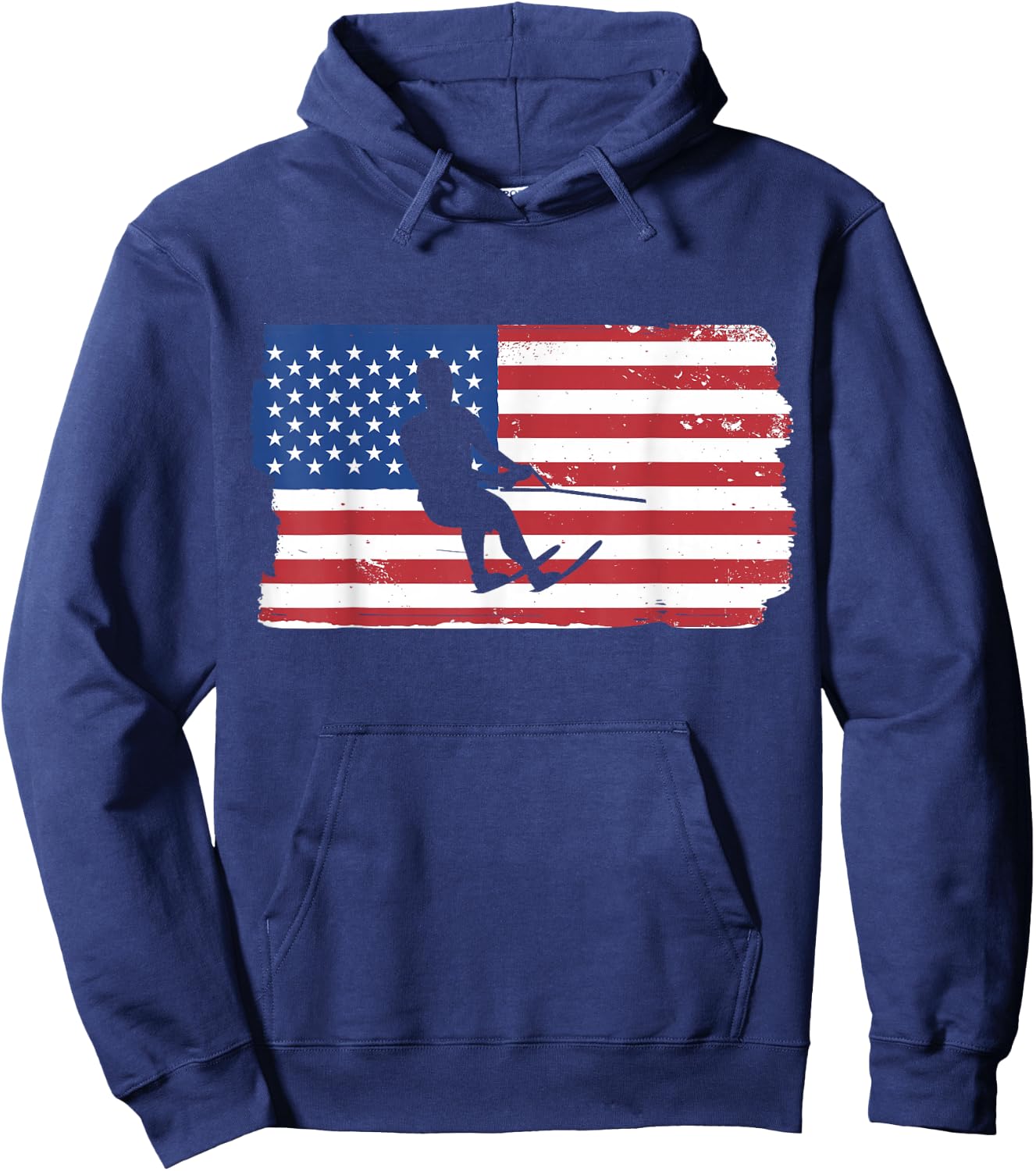 USA Waterskiing Patriotic American Flag Waterskiing Hoodie - Hoodie | Navy