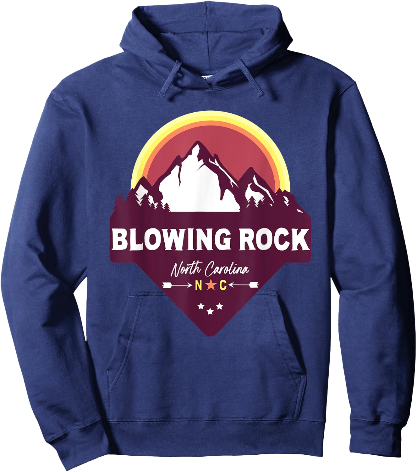 Retro Blowing Rock North Carolina NC Blue Ridge Mountains Hoodie - Hoodie | Navy