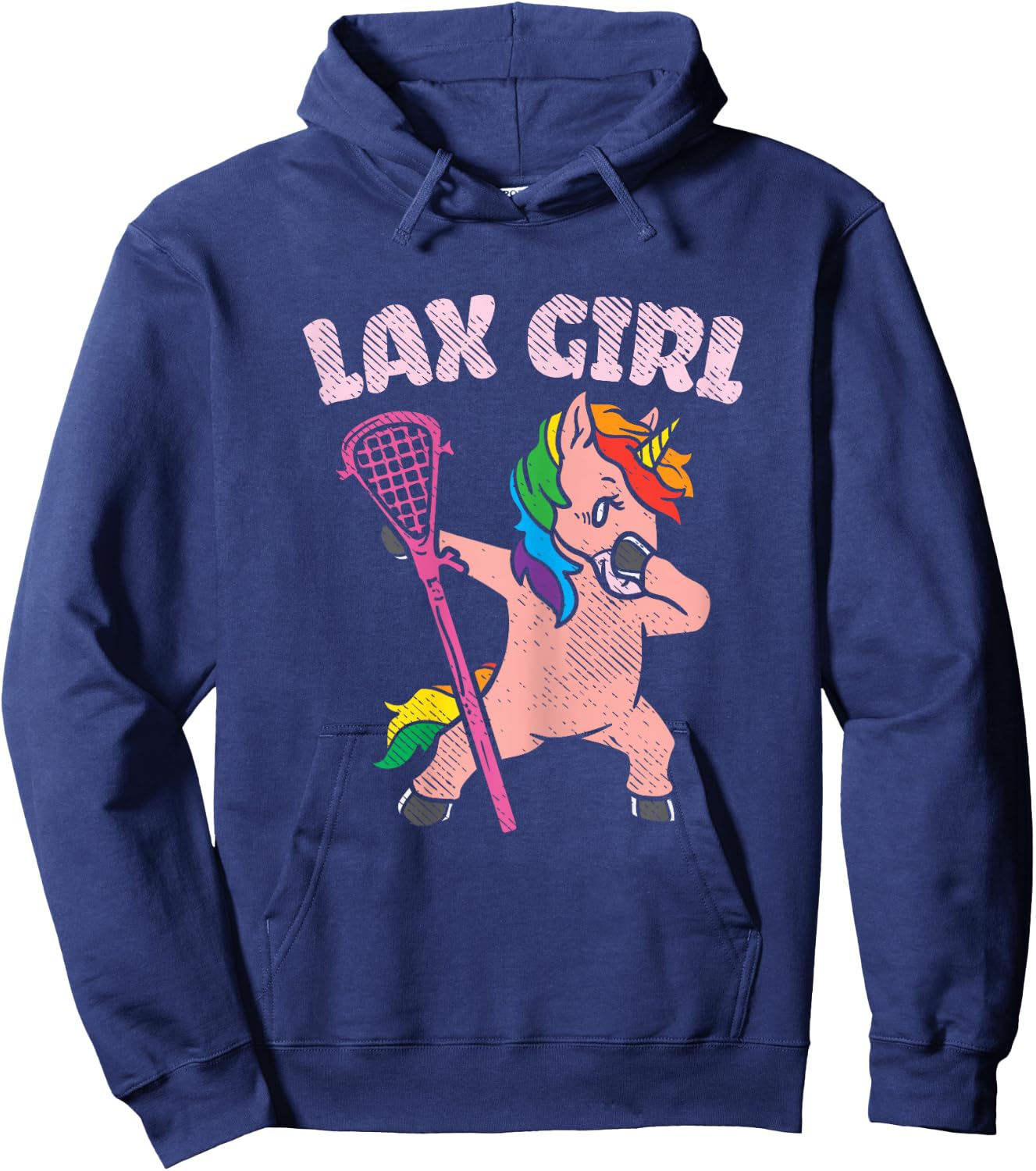 Lax Girl Unicorn Cute Animal Lacrosse Player Team Women Gift Hoodie - Hoodie | Navy
