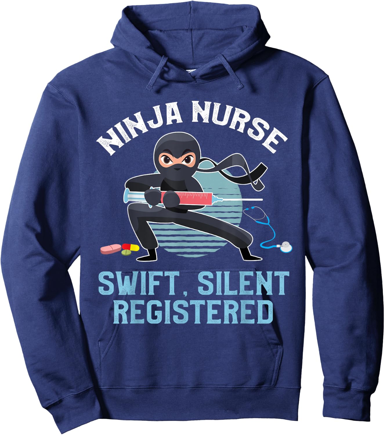 Funny Ninja Nurse Swift Silent Registered Nursing Frontliner Hoodie - Hoodie | Navy