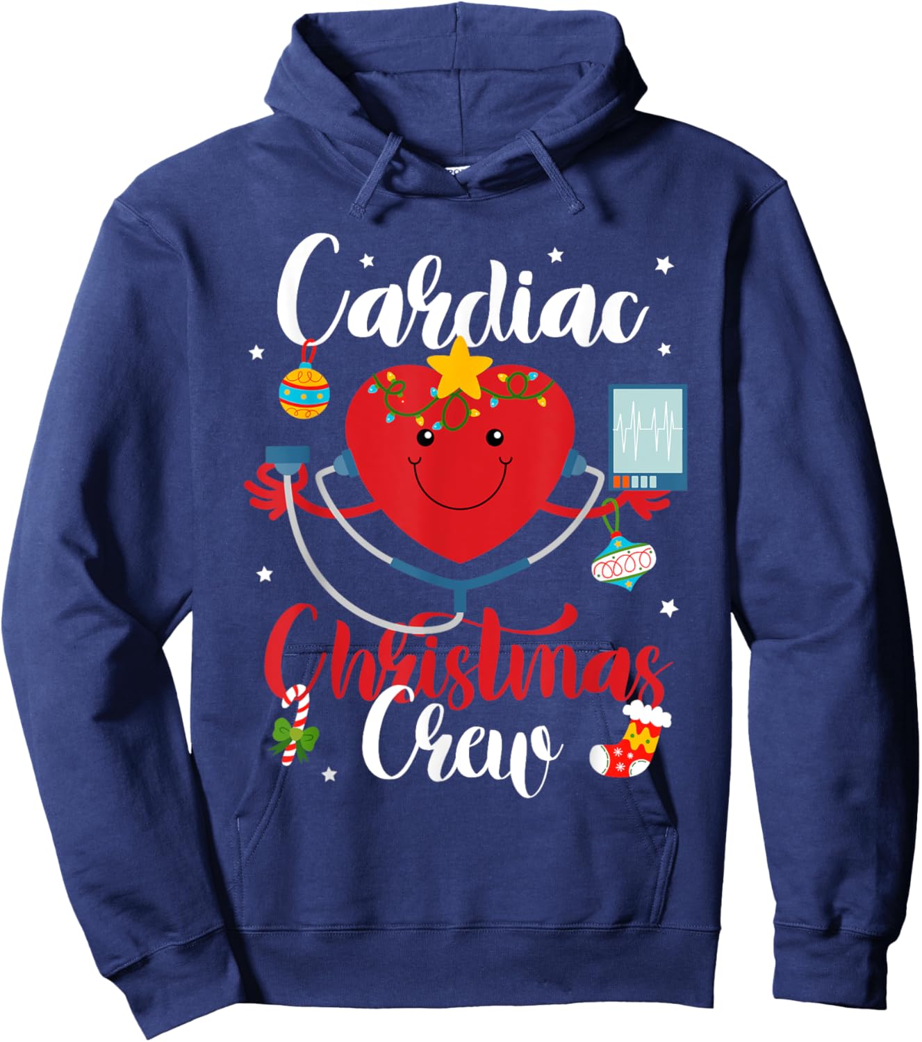 Cardiac Christmas Crew Cardiac Nurse Hoodie - Hoodie | Navy
