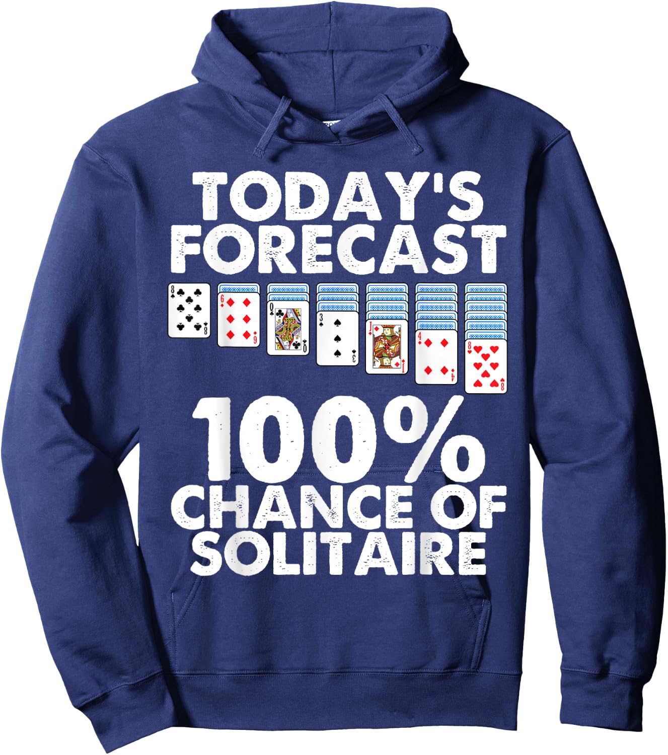 Funny Solitaire Gift Men Women Cool Card Game Lover Players Hoodie - Hoodie | Navy