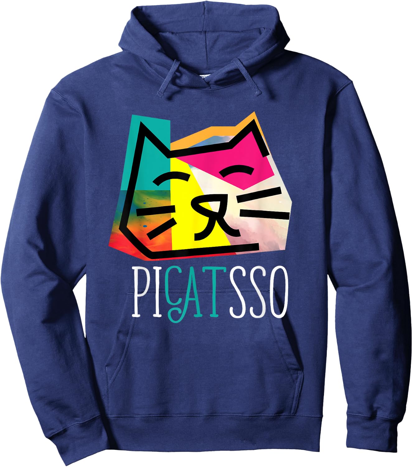 Artist I Art Teacher I Picatsso I Funny Abstract Cat Women Girls Kids Hoodie - Hoodie | Navy