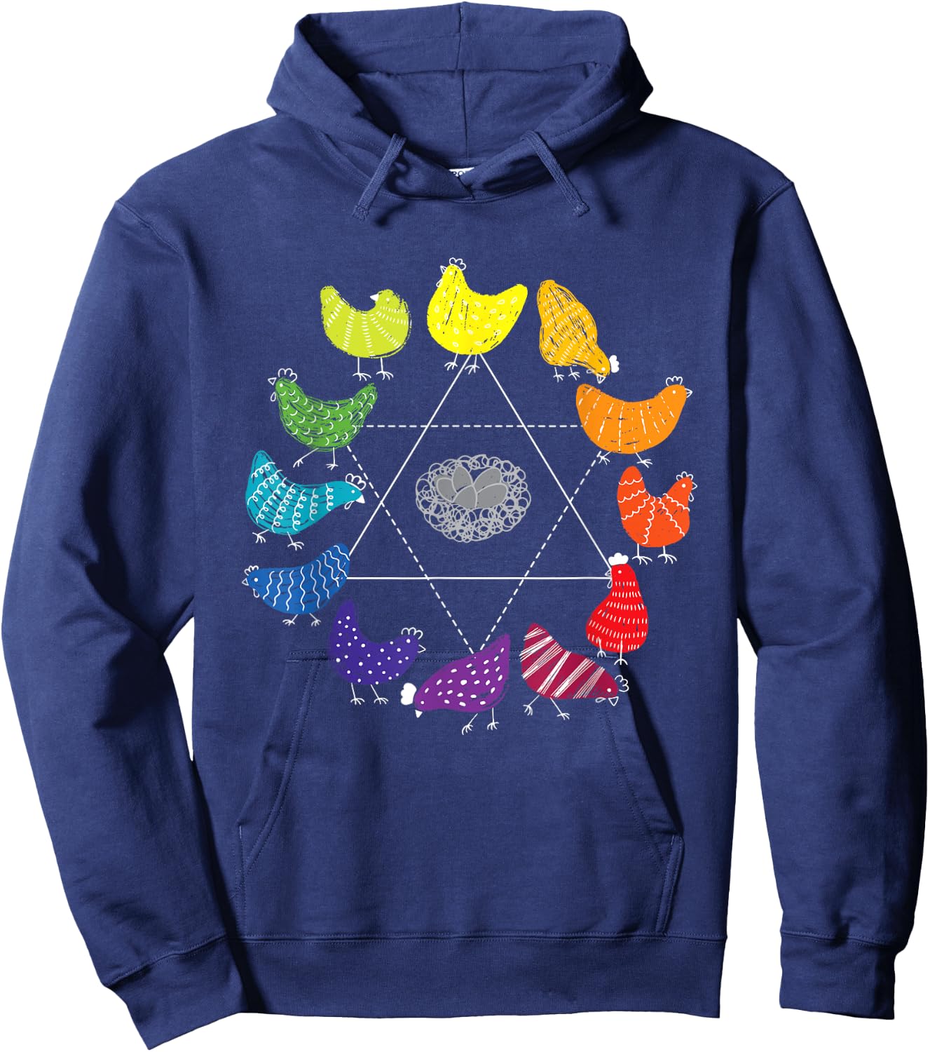 Chicken Themed Color Wheel Educational Art Teacher Artist Men Women Girls Kids Hoodie - Hoodie | Navy