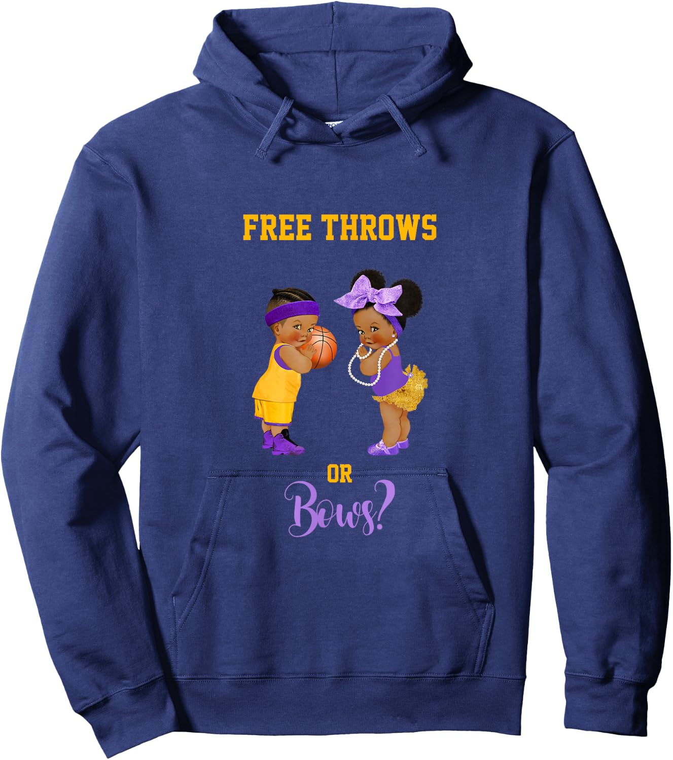 Free Throws or Bows? Basketball Baby Gender Reveal Hoodie - Hoodie | Navy