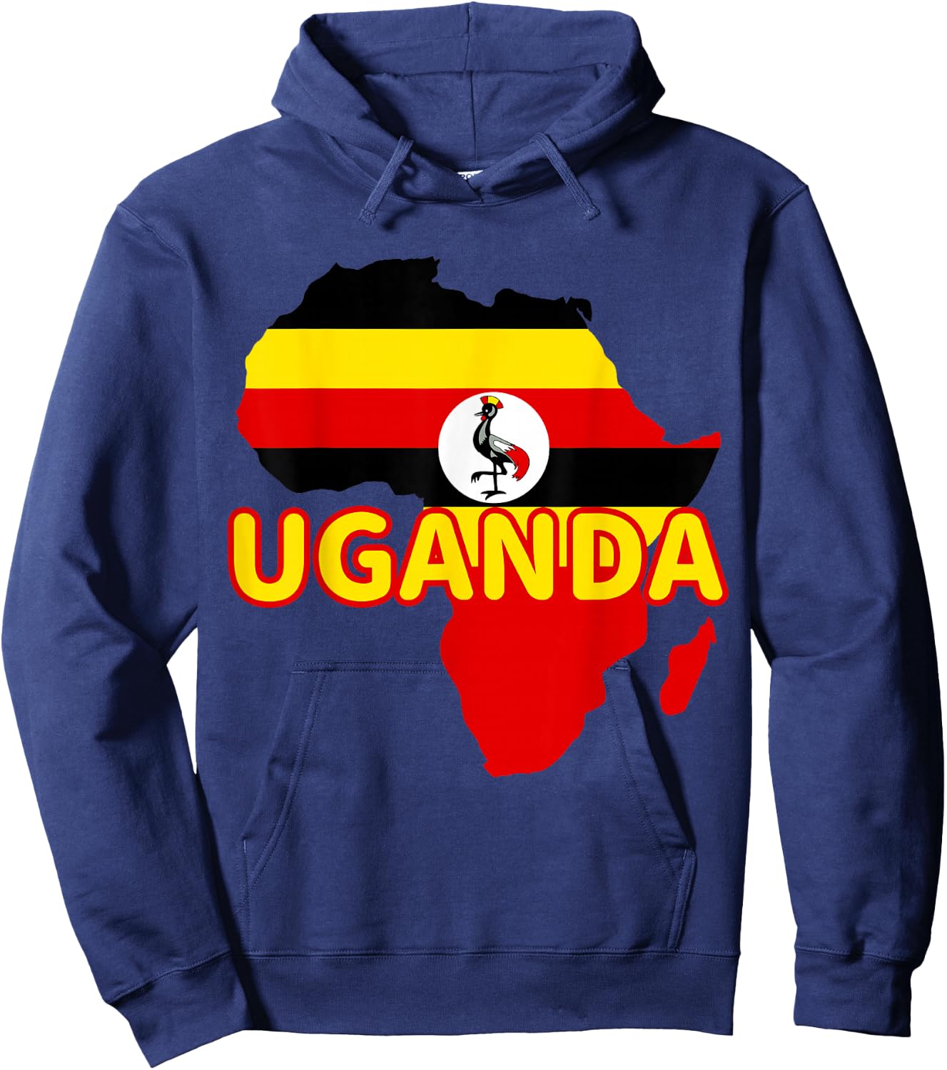 Uganda Ugandan Pride Flag Map Africa Print Hoodie - Hoodie | Navy