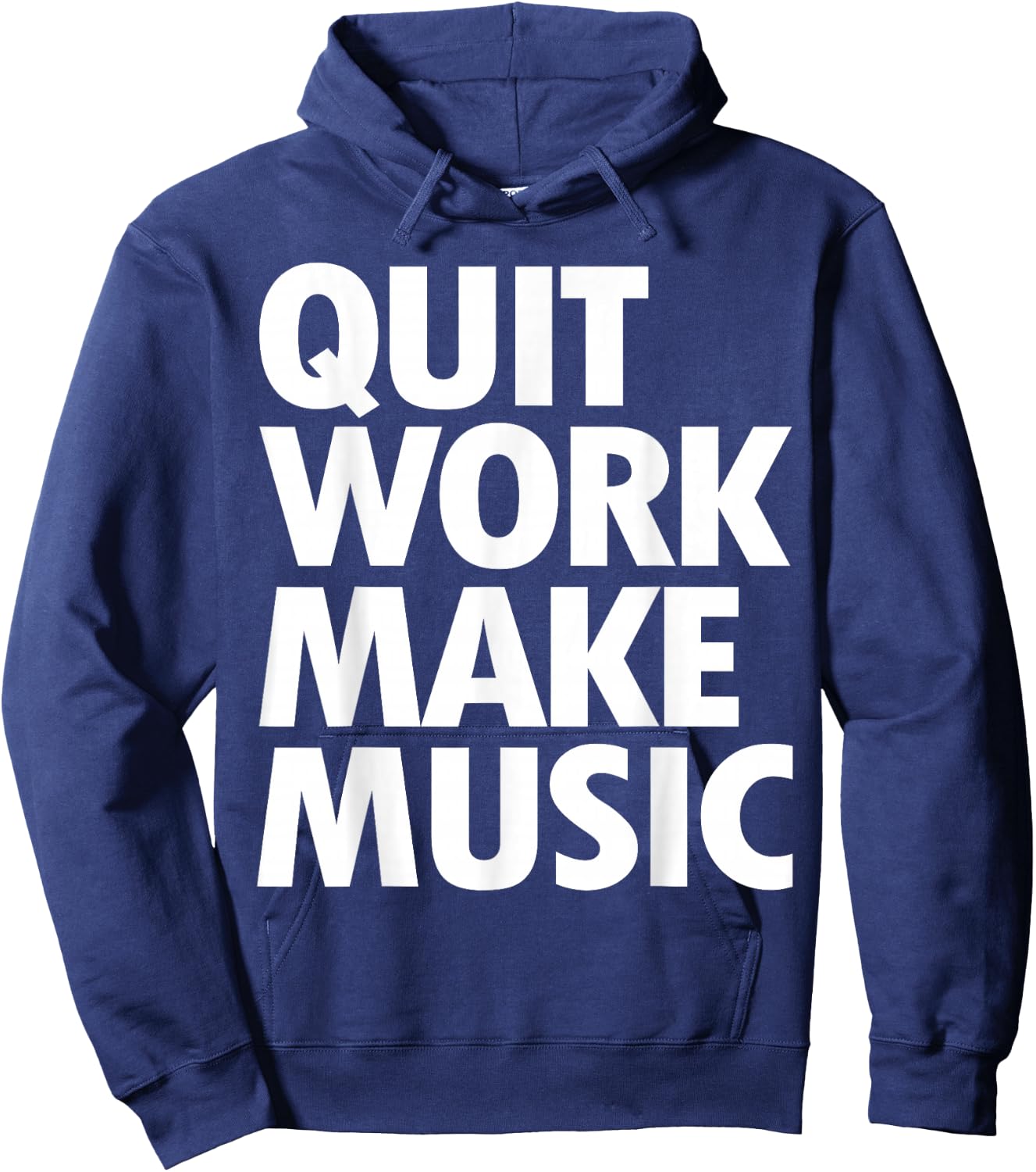 Quit Work Make Music Short Sleeve Hoodie - Hoodie | Navy
