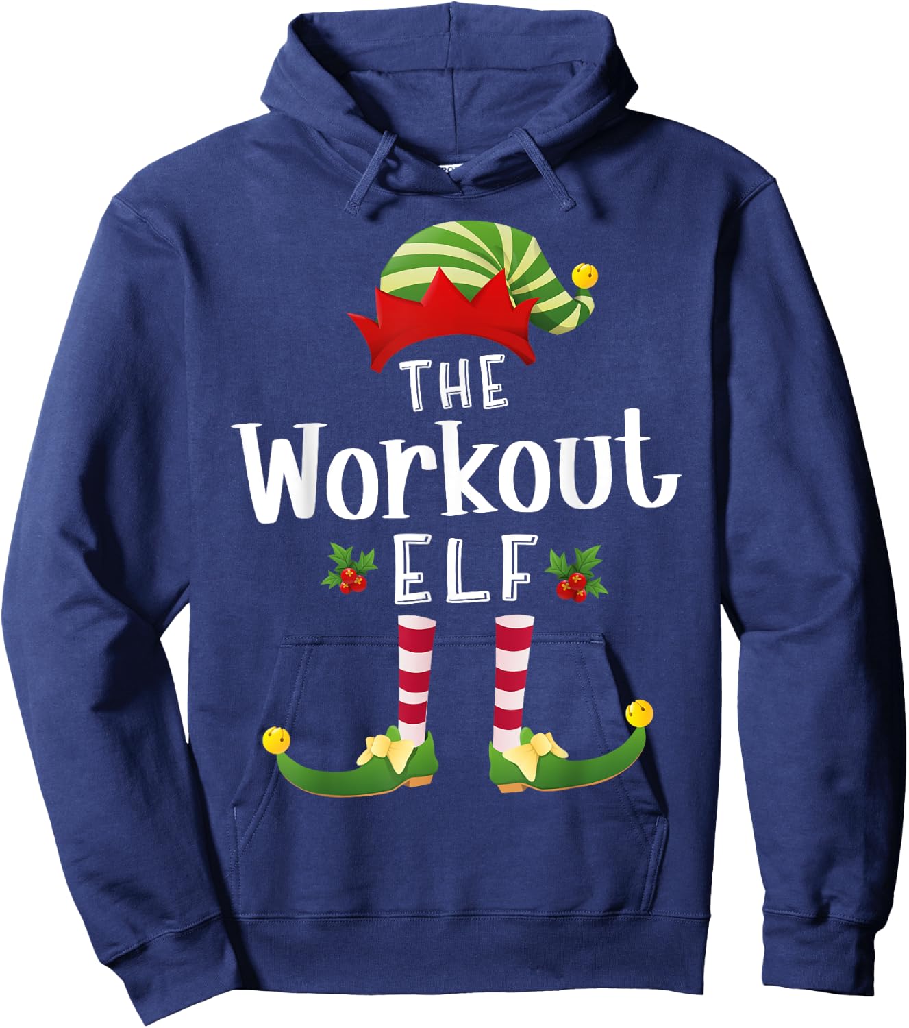 Workout Christmas Elf Matching Pajama X-Mas Party Hoodie - Hoodie | Navy
