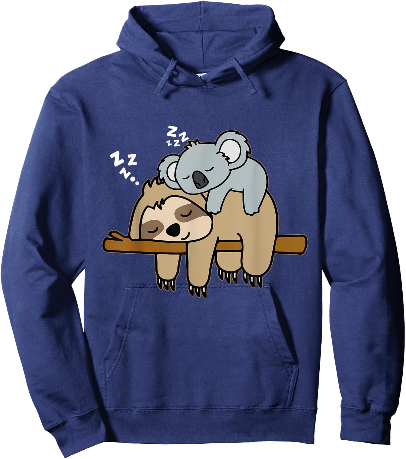 Funny Cute Lazy Sloth & Baby Koala Mama Bear Nap Hoodie - Hoodie | Navy