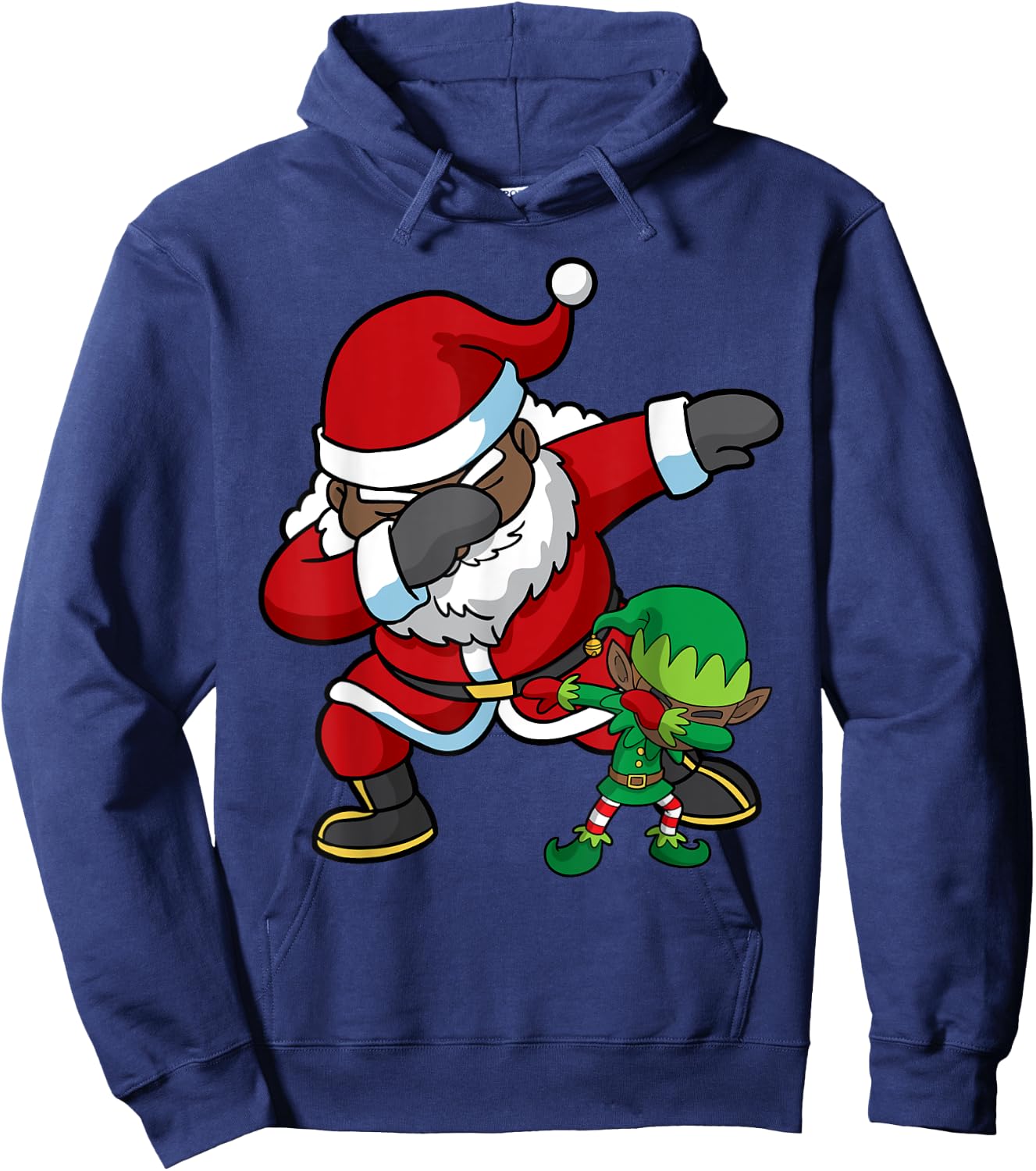 Christmas African American Dabbing Santa Claus Elf Dab Gift Hoodie - Hoodie | Navy