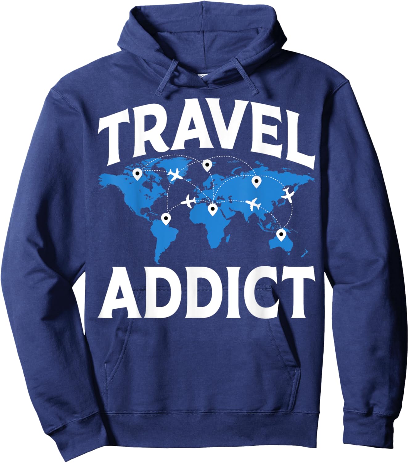 Travel Addict - Funny World Travelling Traveler Gifts Hoodie - Hoodie | Navy