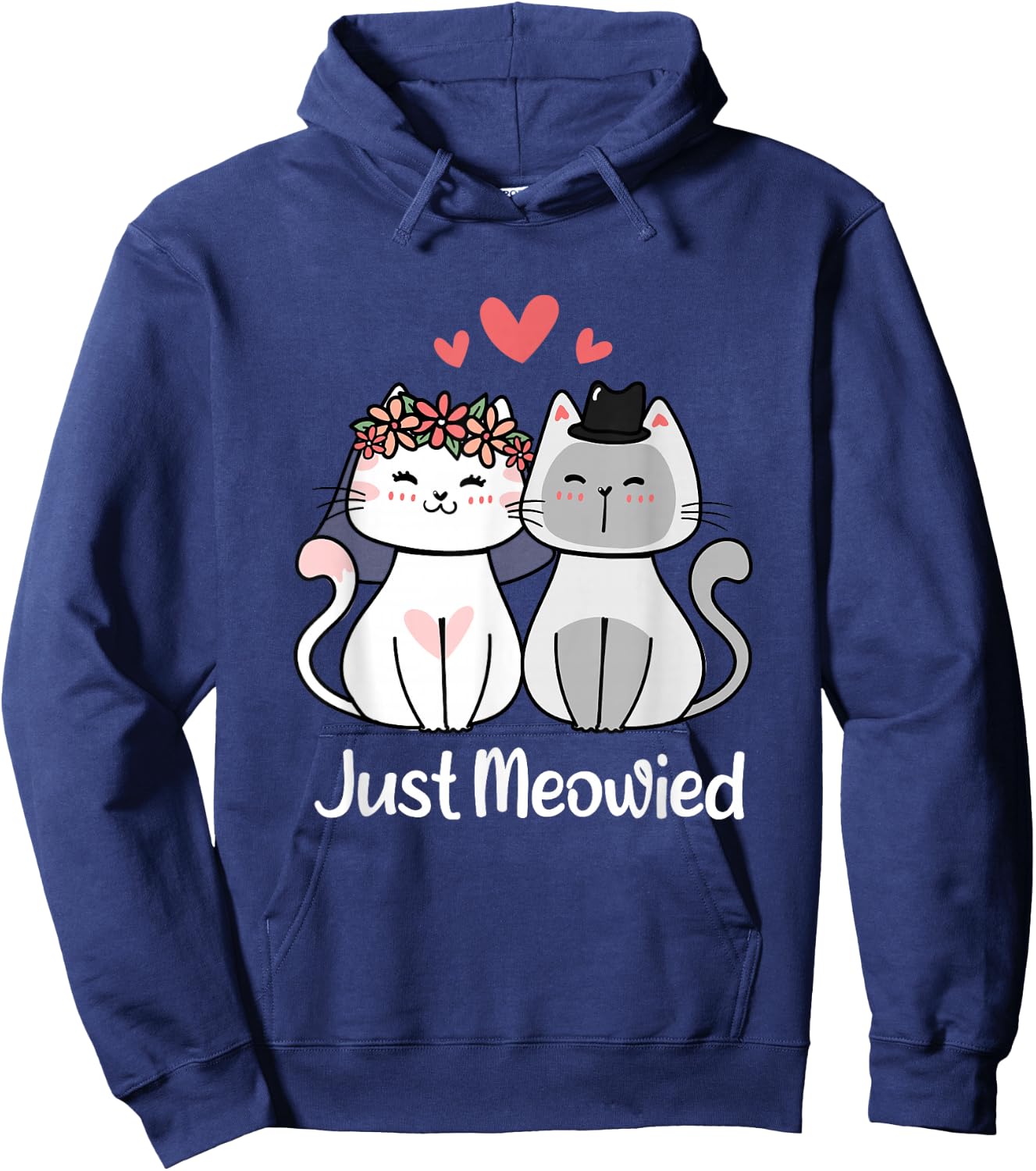 Just Meowied Frisch Married Cats Married Couple Hoodie - Hoodie | Navy