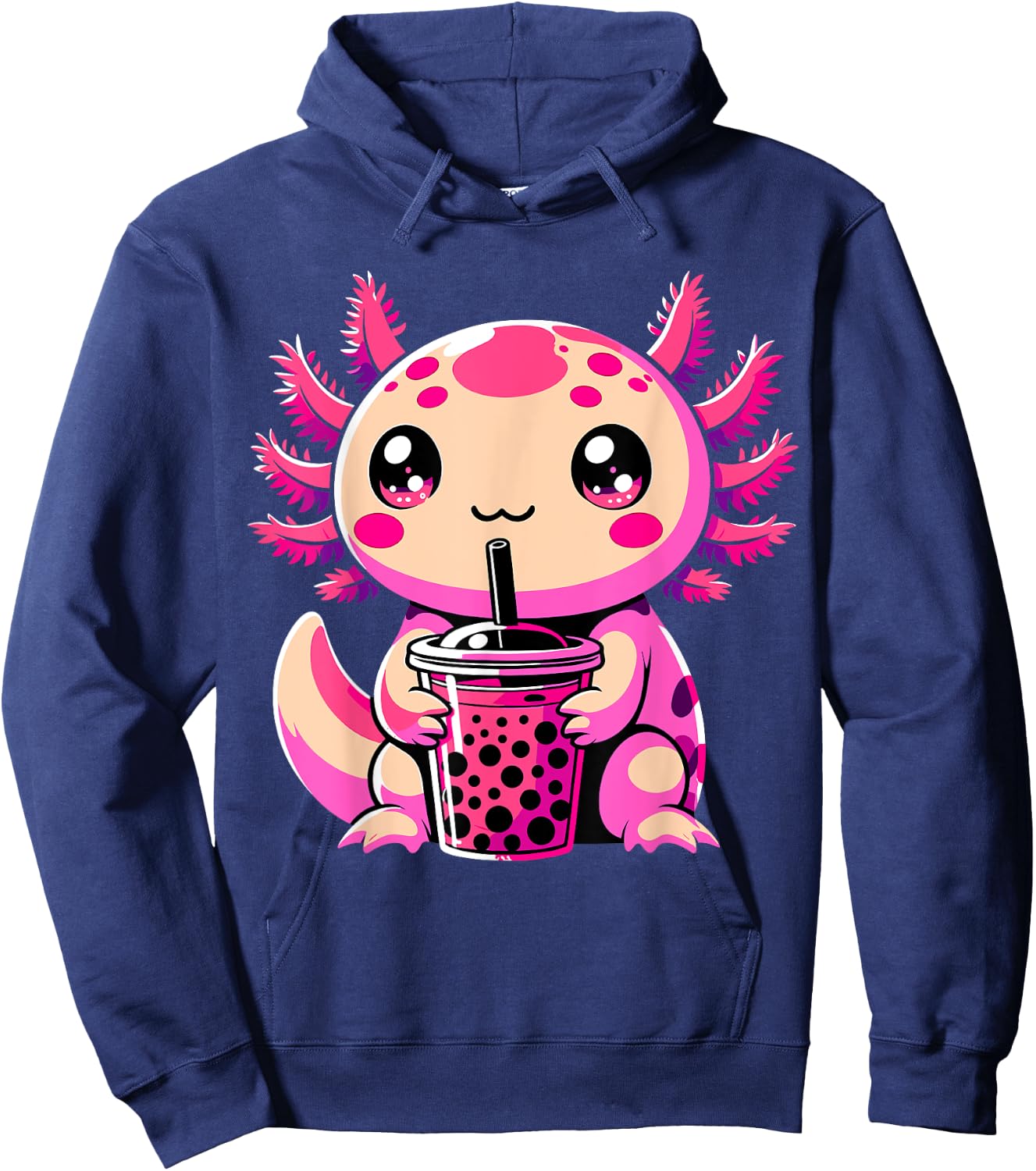 Axolotl Tea Bubble Tea Anime Kawaii Axolotl Hoodie - Hoodie | Navy
