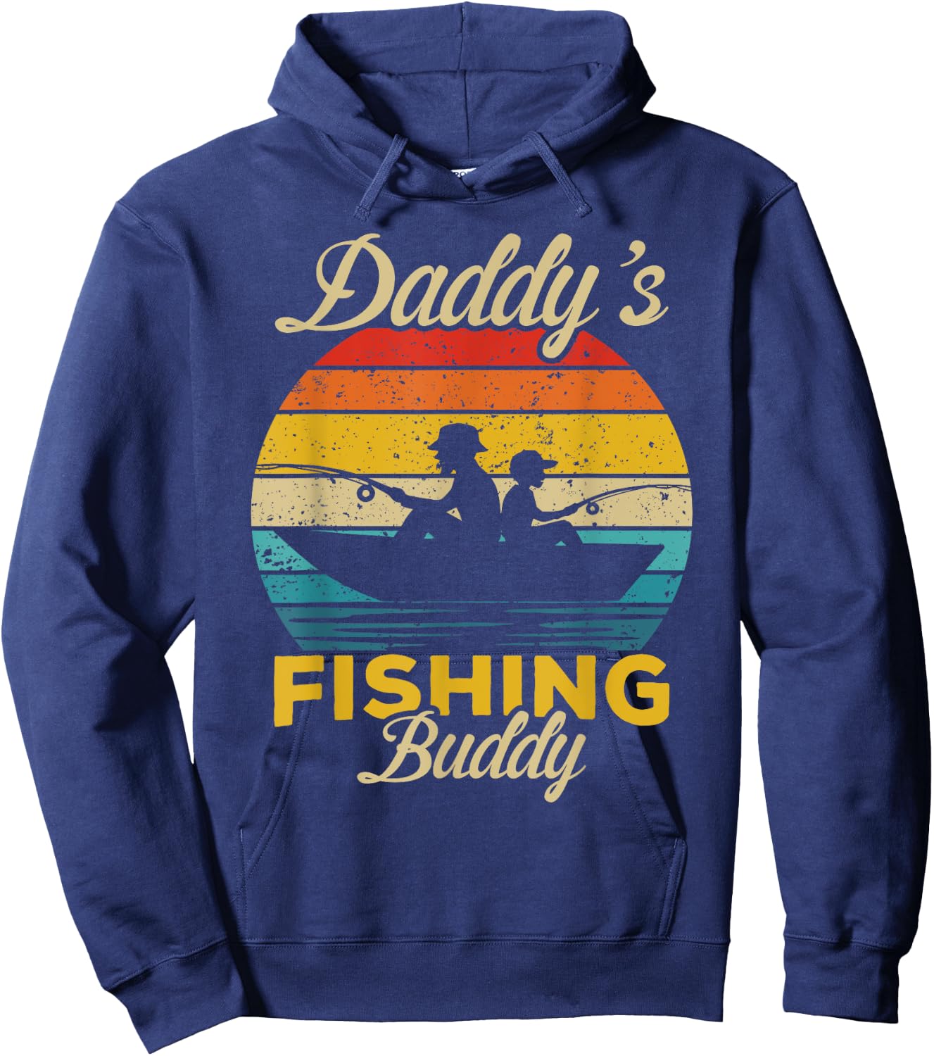 Daddy's Fishing Buddy funny retro dad son Gift fisherman Hoodie - Hoodie | Navy