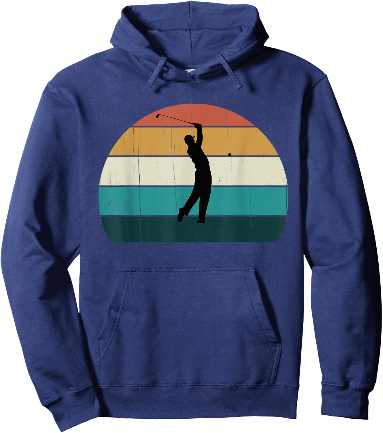 Retro Golfer Swing: Vintage Sunset Playing Golf / Lover Gift Hoodie - Hoodie | Navy