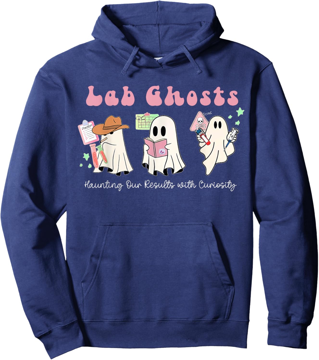 Halloween Costume Ghost Teacher Laboratory Lab Technologist Men Women Hoodie - Hoodie | Navy