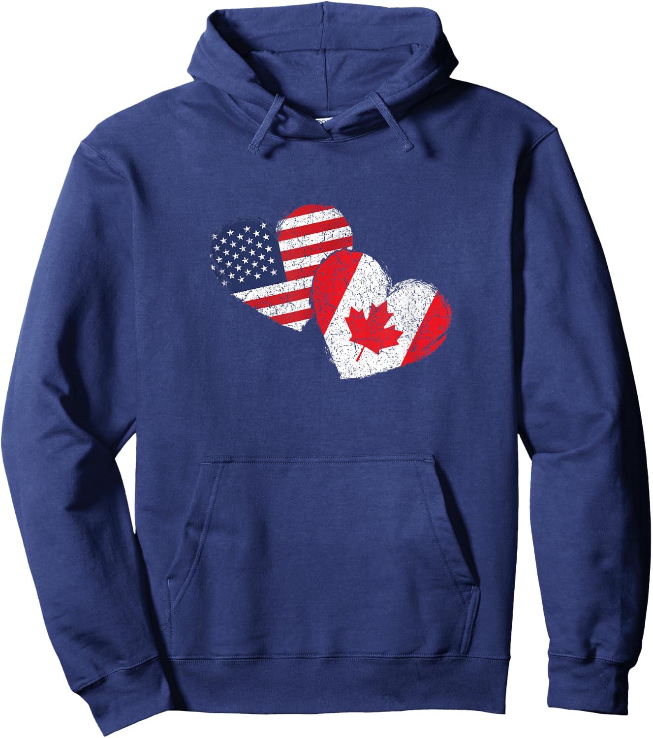 USA Canada Heart Country Flag American Canadian Hoodie - Hoodie | Navy