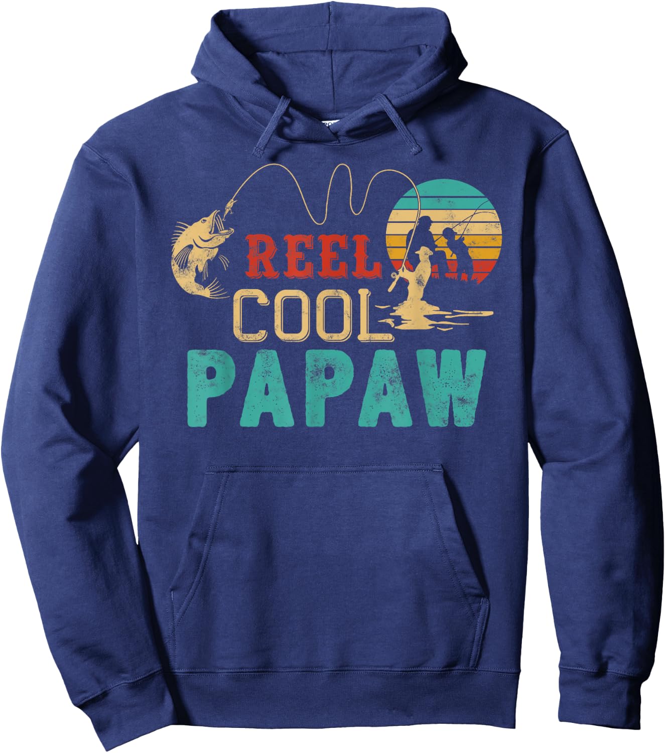 Fishing Reel Cool Papaw Father’s day gift Fisherman Papaw Hoodie - Hoodie | Navy