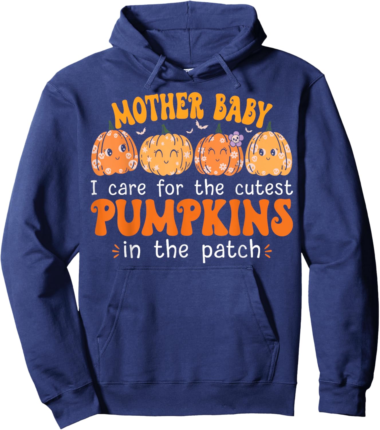 Mother Baby Nurse Cute Pumpkins Halloween Postpartum Nurse Hoodie - Hoodie | Navy