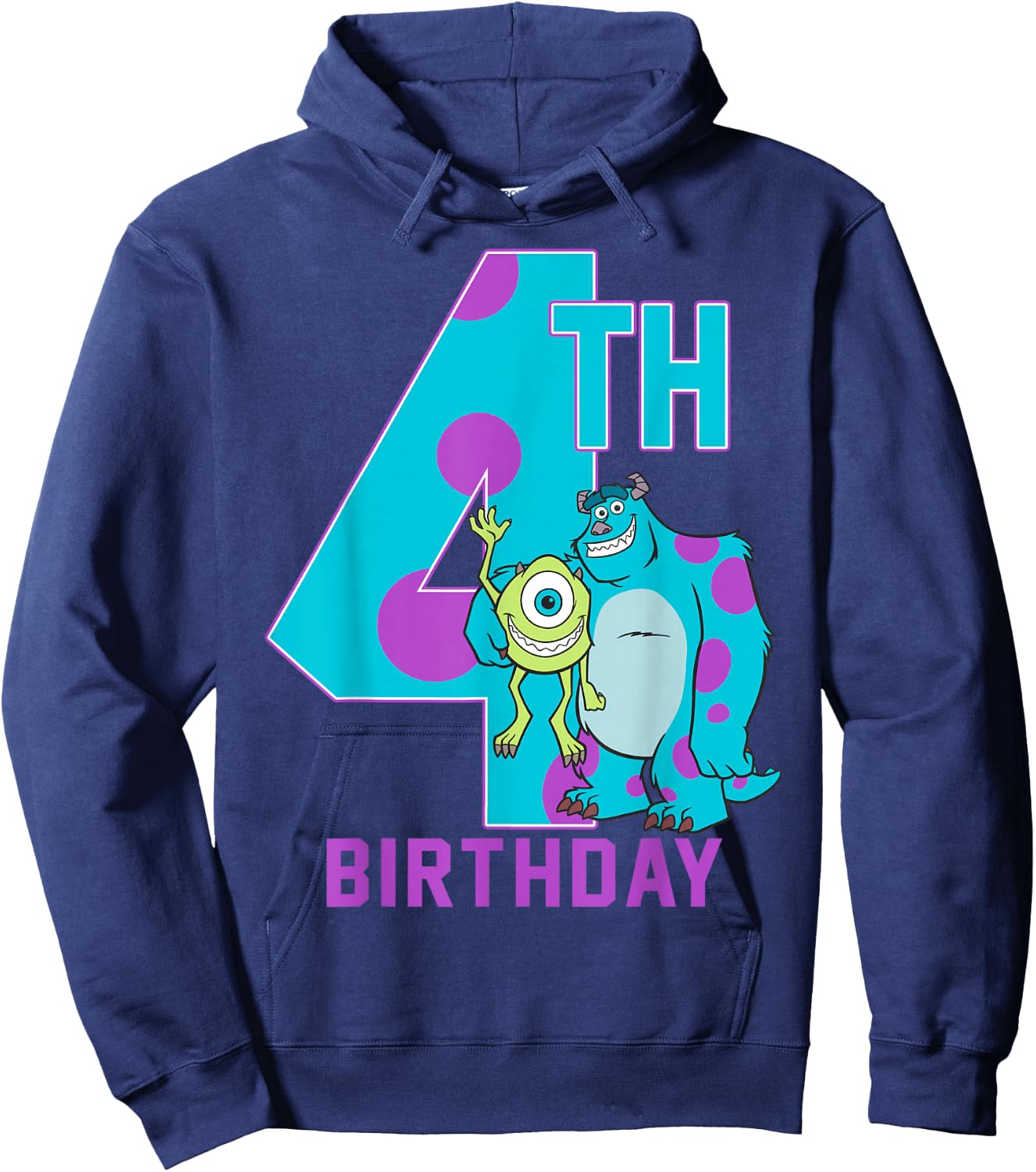 Disney Pixar Monsters Inc. Mike & Sully Happy 4th Birthday Hoodie - Hoodie | Navy