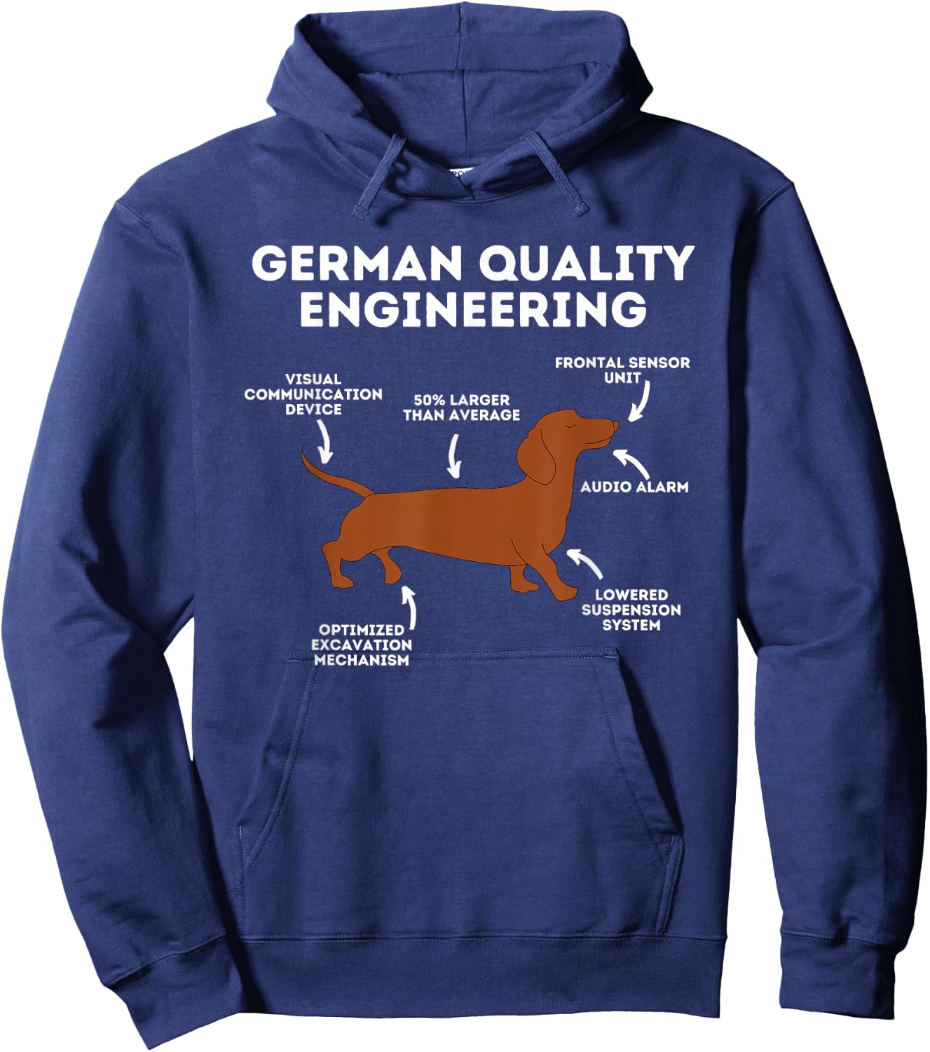 Quality German Engineering - Dachshund Lover Wiener Dog Small Hoodie - Hoodie | Navy