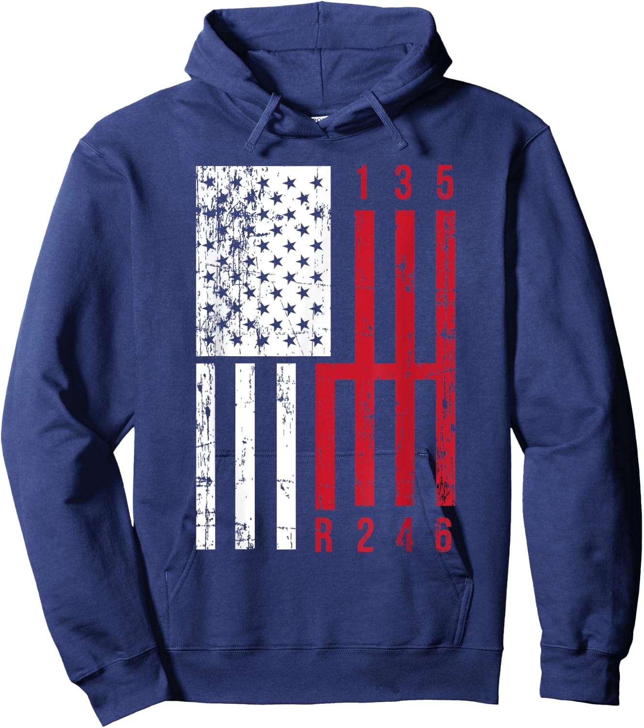 Funny Stick Shift USA Flag Muscle Car 6 Gears Mechanic Gift Women Kids Men Hoodie - Hoodie | Navy