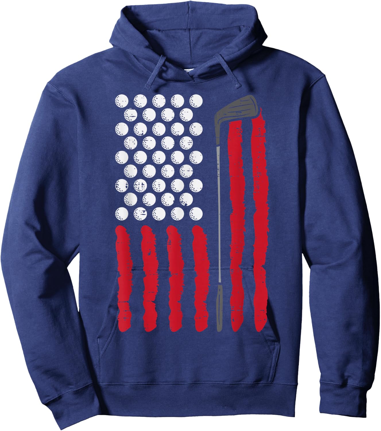 American Flag Golf Balls And Club Vintage Golfing Golfer Hoodie - Hoodie | Navy